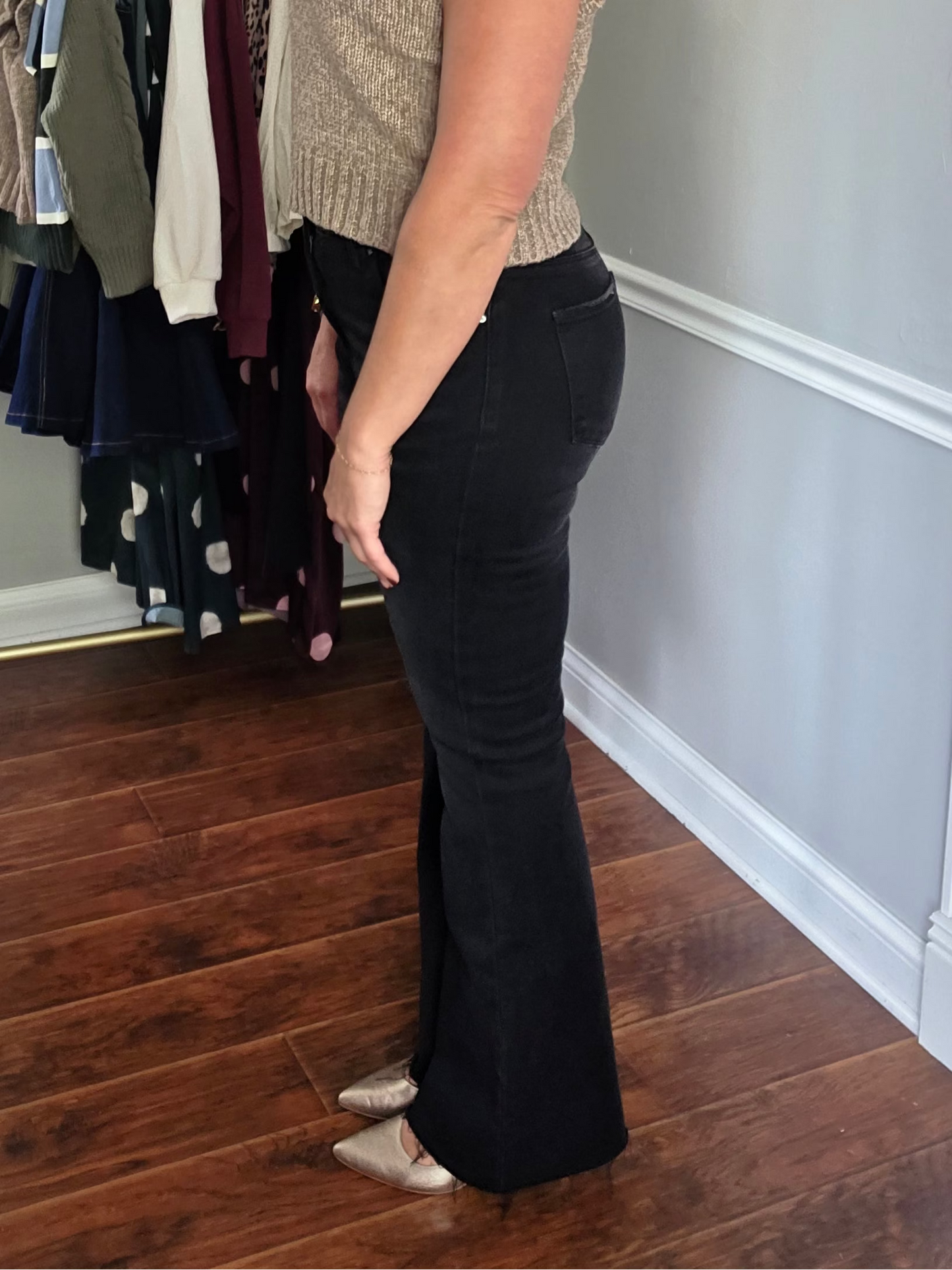 RISEN Black High Rise Bootcut Jeans