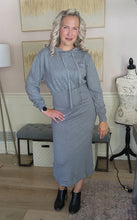 Load image into Gallery viewer, Grey Hooded Midi Dress
