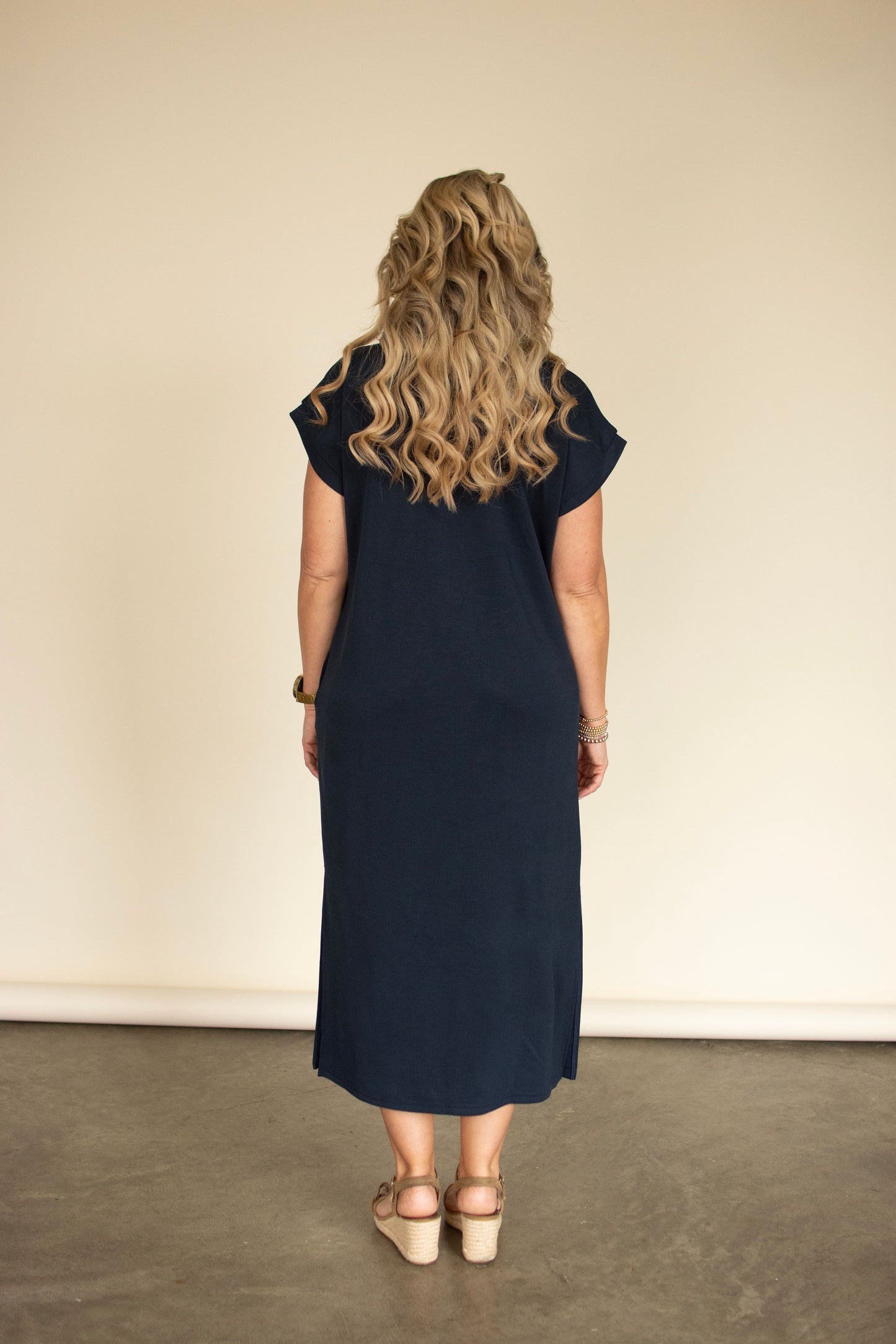 Navy Blue Midi Dress