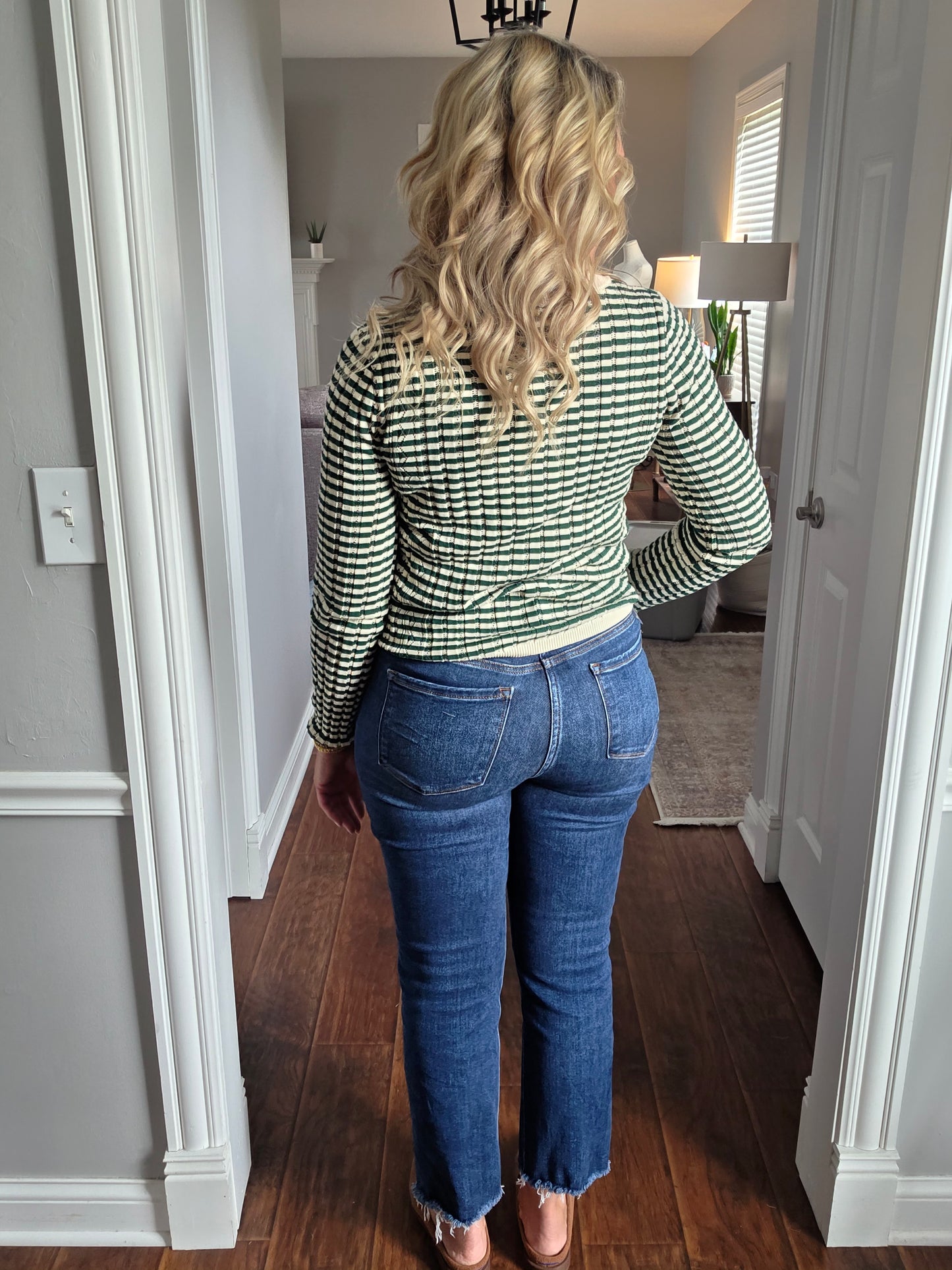 RISEN Tummy Control High Rise Crop Straight Leg Jeans