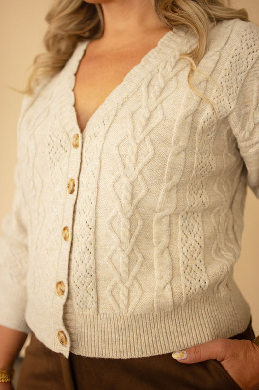 Oatmeal Cable Knit Cardigan