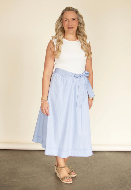 Light Blue Color Block Midi Dress