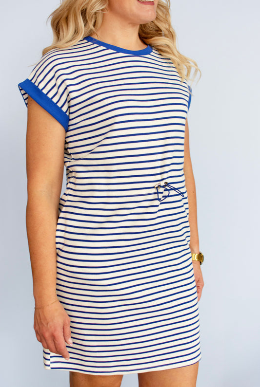 Royal Blue Striped Cap Sleeve Dress