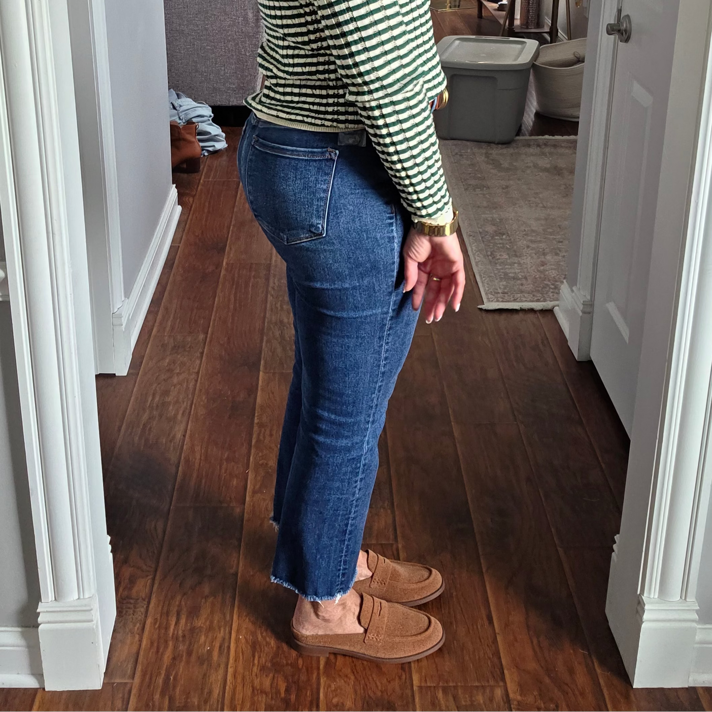 RISEN Tummy Control High Rise Crop Straight Leg Jeans