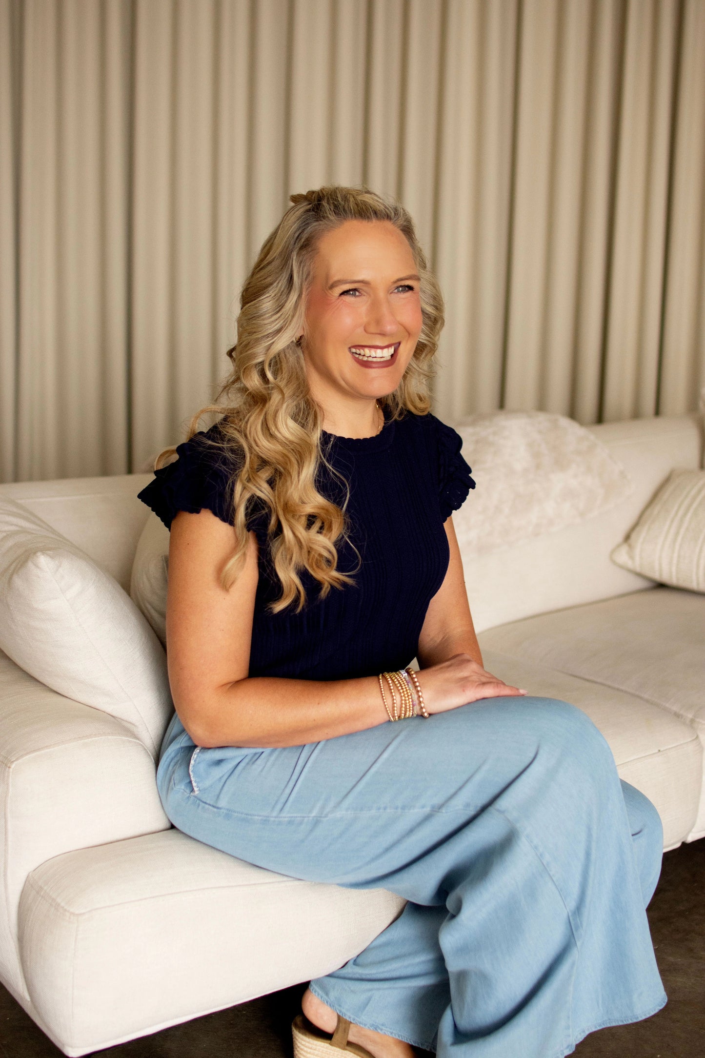 Chambray Wide Leg Drawstring Pants