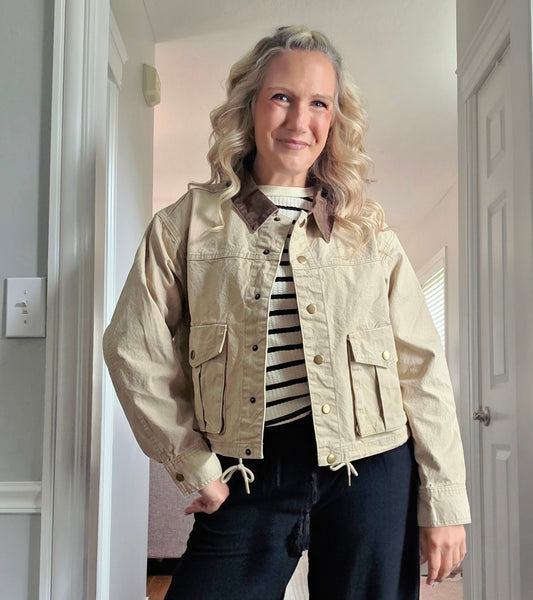 Tan Utility Jacket w/ Brown Collar