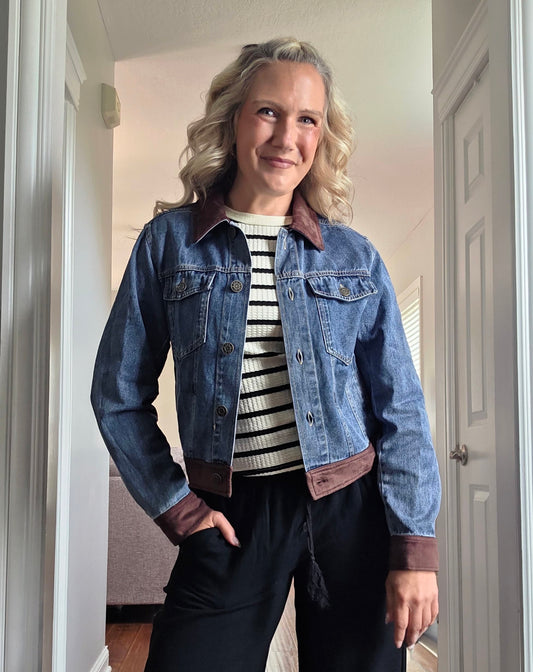 Denim Jacket w/ Faux Suede Trim