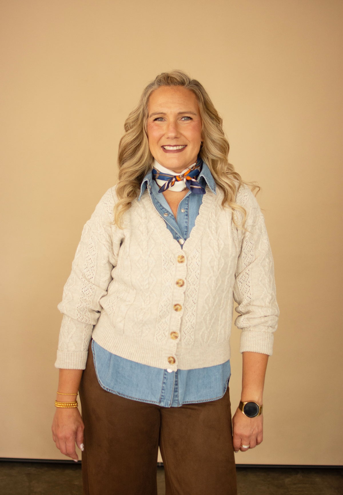 Oatmeal Cable Knit Cardigan