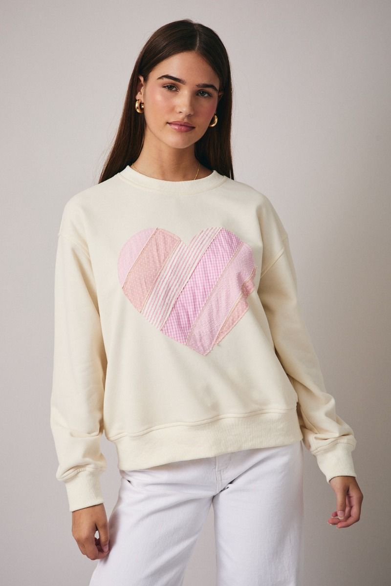 Pink Patchwork Heart Sweatshirt