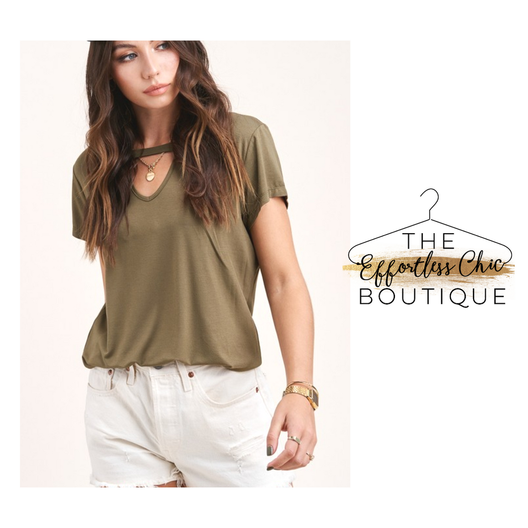 Olive Cutout Top