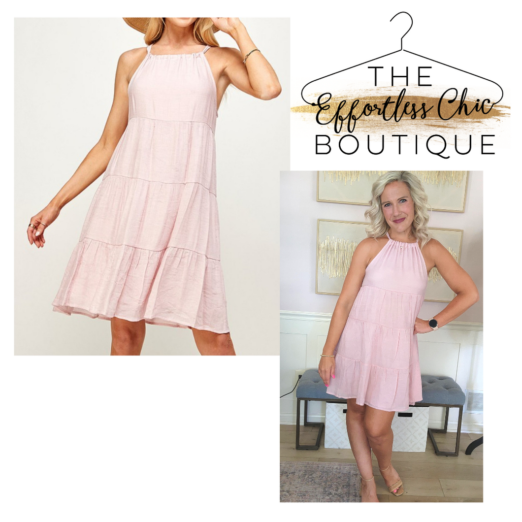Dusty Pink Tiered Dress