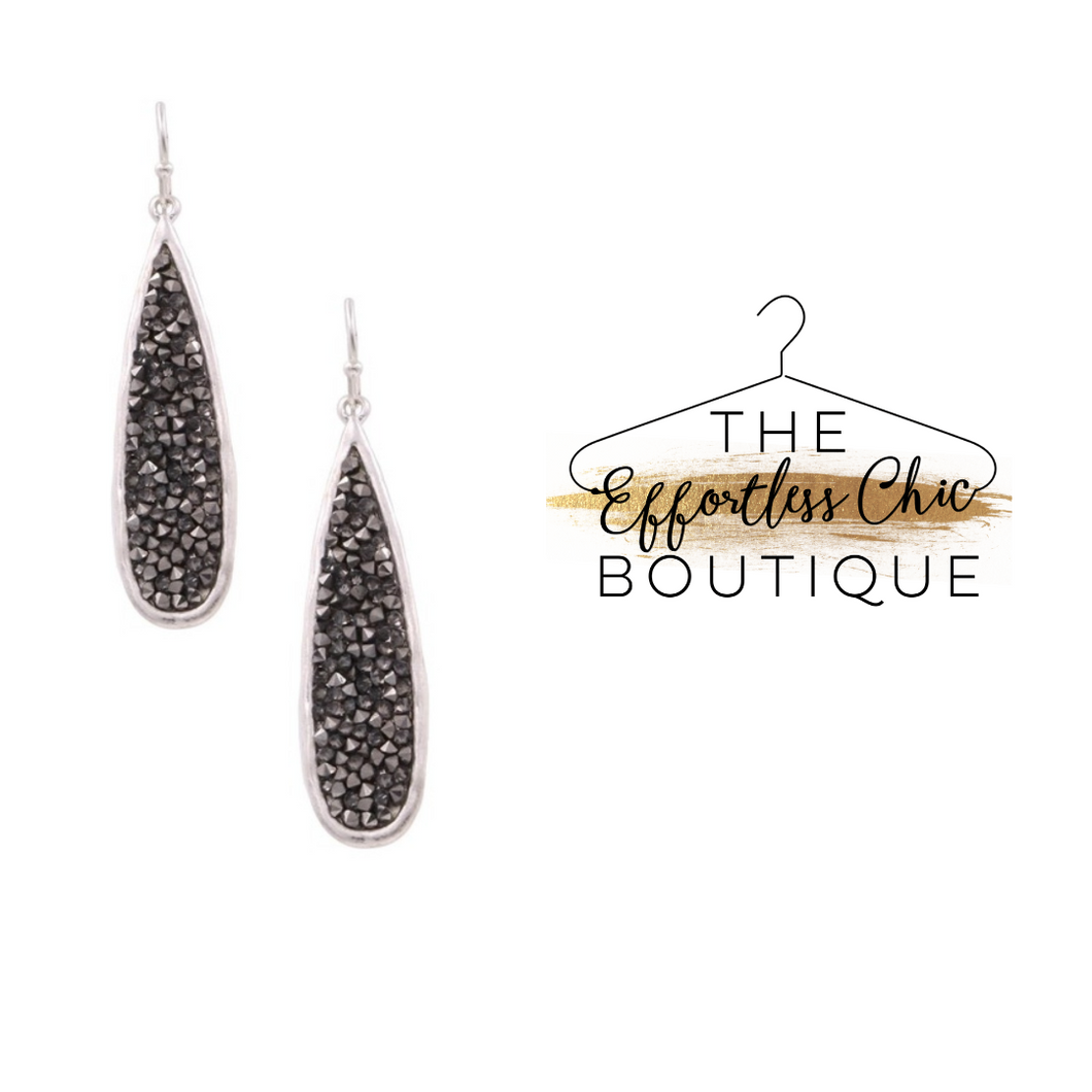 Black Diamond Teardrop Earrings