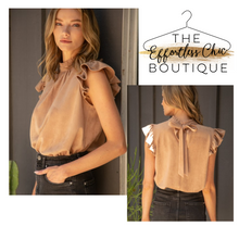 Load image into Gallery viewer, Taupe Suede Ruffle Sleeve Top
