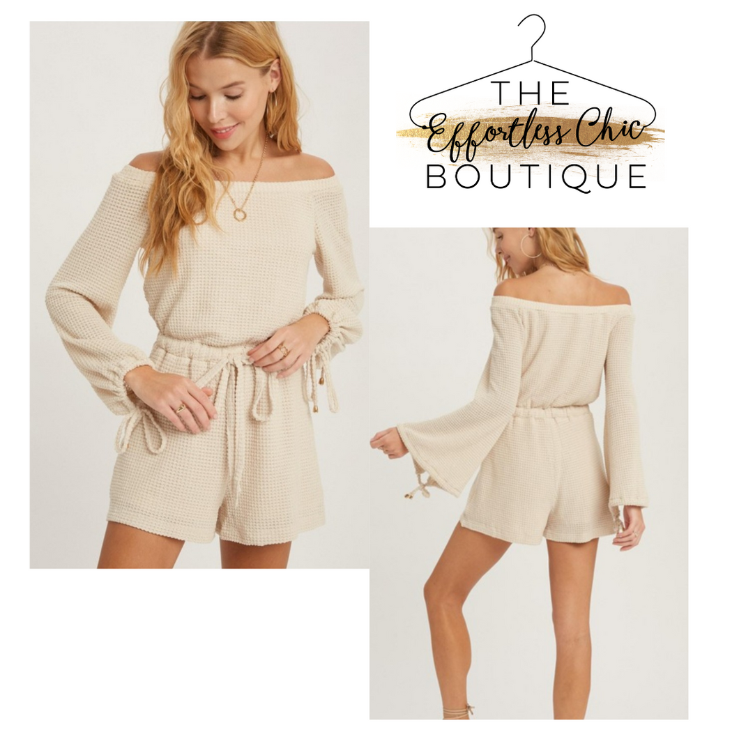 Oatmeal Waffle Knit Romper