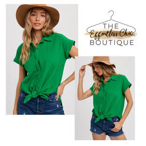 Kelly Green Button-Up