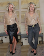 Load image into Gallery viewer, Gold Sparkle Wrap Bodysuit
