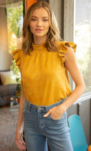 Load image into Gallery viewer, Mustard Suede Ruffle Sleeve Top
