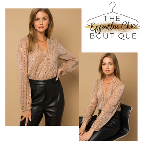 Gold Sparkle Wrap Bodysuit